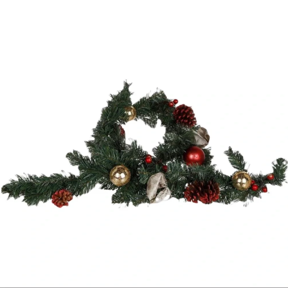 Christmas Ornamented Festive 80” Decorative Garland NWT